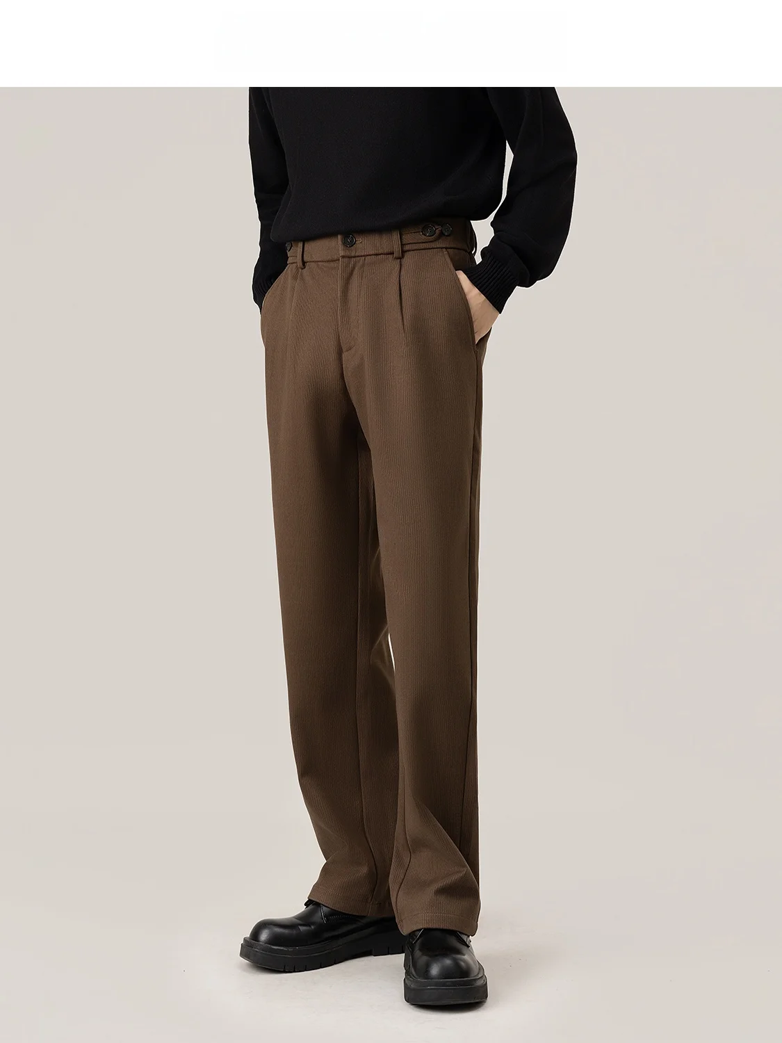 Thickened Warm Woolen Men's Casual Pants Autumn Winter New Style Draping Lazy Style Long Trousers Business Gentleman Style Po...