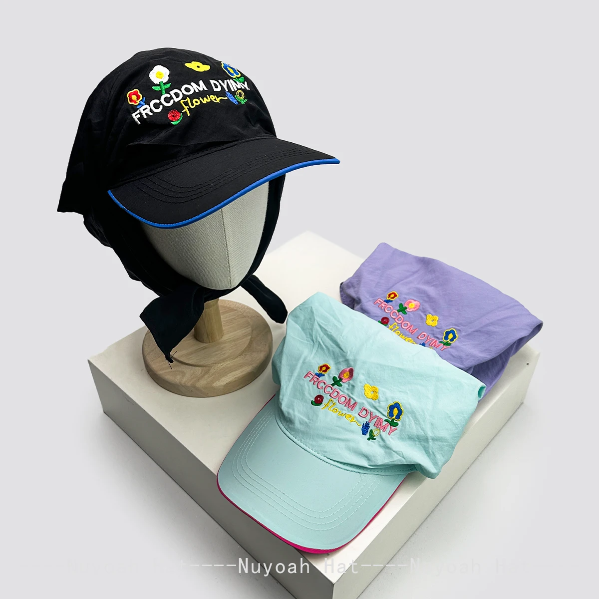 

New Women Quick-dry Cartoon Flower Letters Embroidery Visors Hats Sunshade Travel Versatile Outdoor Peaked Caps Fashion Casual