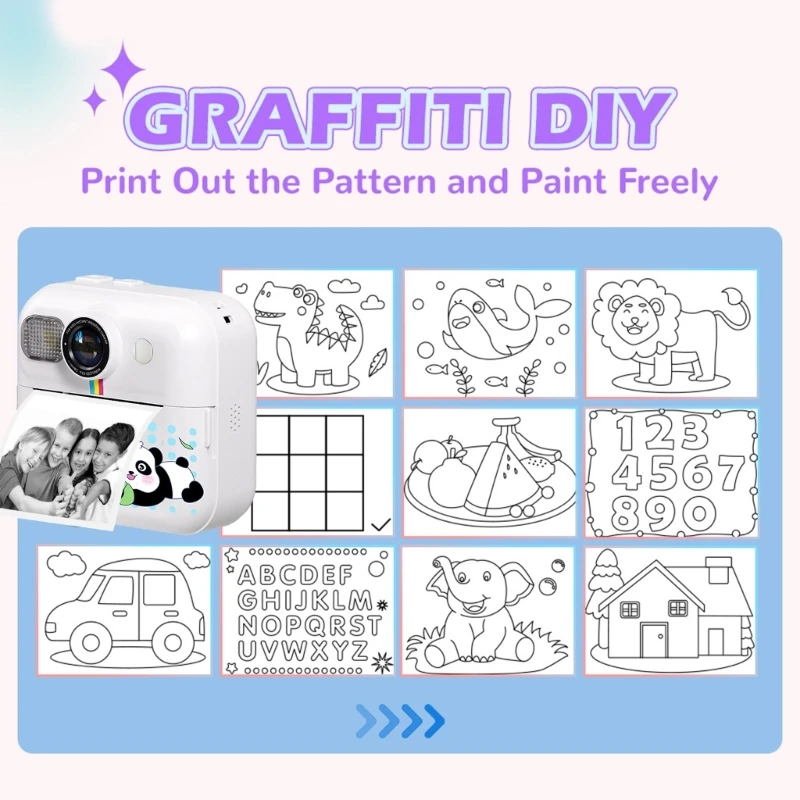 Camera da stampa istantaneamente per bambini 1080p Digital giocattolo da 3 a 12 anni bambini 601e