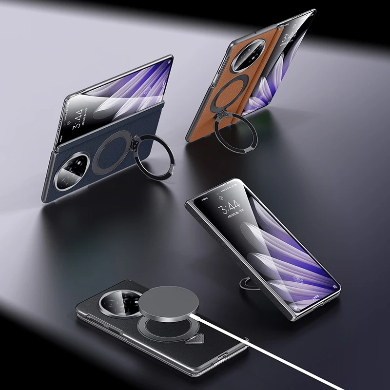 

Чехол для OPPO Find N5, роскошный кожаный магнитный вращающийся кронштейн «все включено», противоударный чехол для мобильного телефона