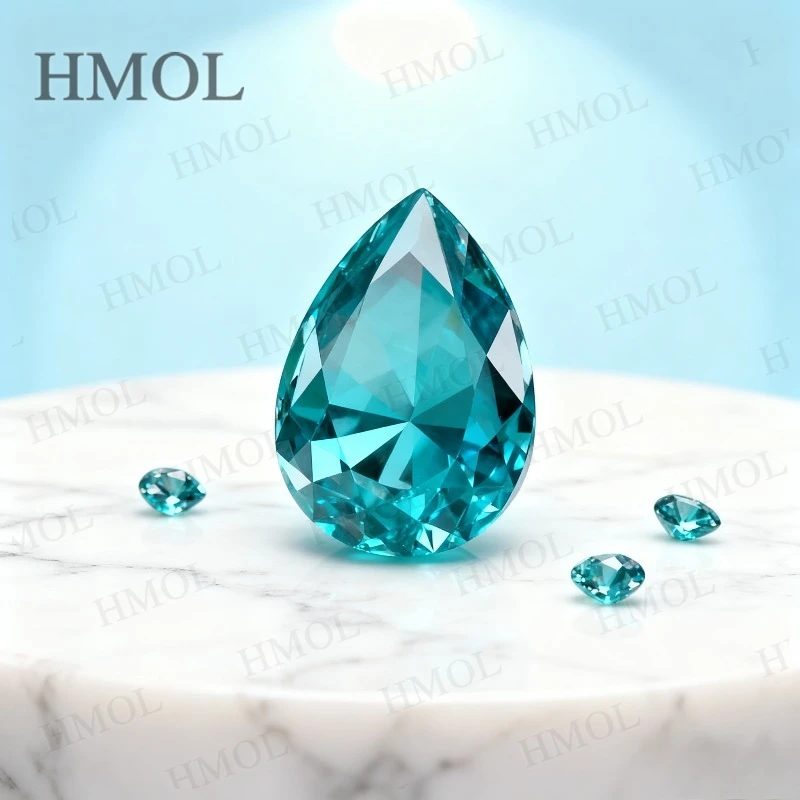 

Выращенный в лаборатории цвет Параиба в форме груши, отличная резка, свободные алмазные бусины для обручальных колец, ожерелья, серьги, дизайн «сделай сам», подвески