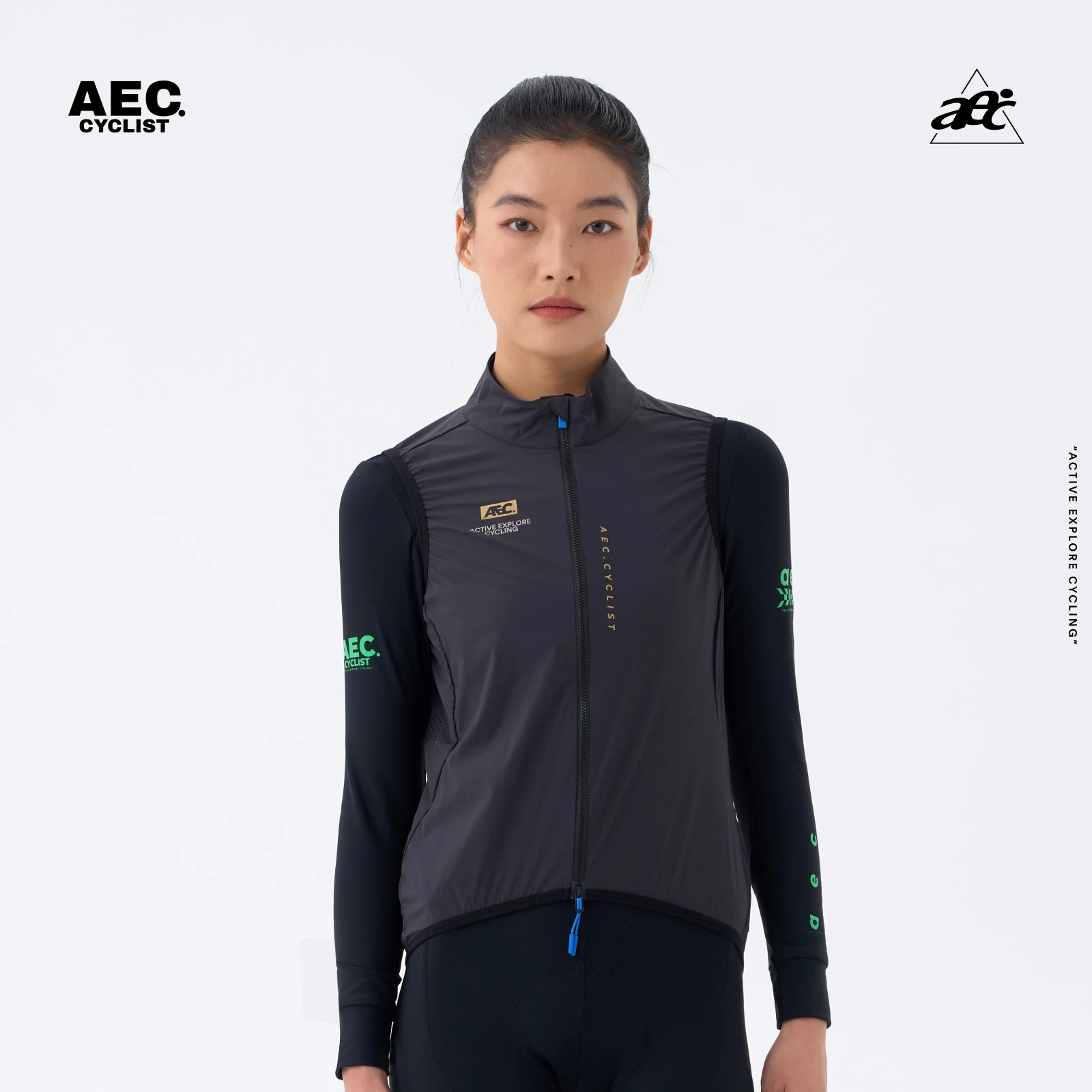 

AEC женский велосипедный жилет со светоотражающими буквами ветрозащитный топ для шоссейного велосипеда двусторонняя молния велосипедный трикотаж Wind Chaser серии MTB сгусток