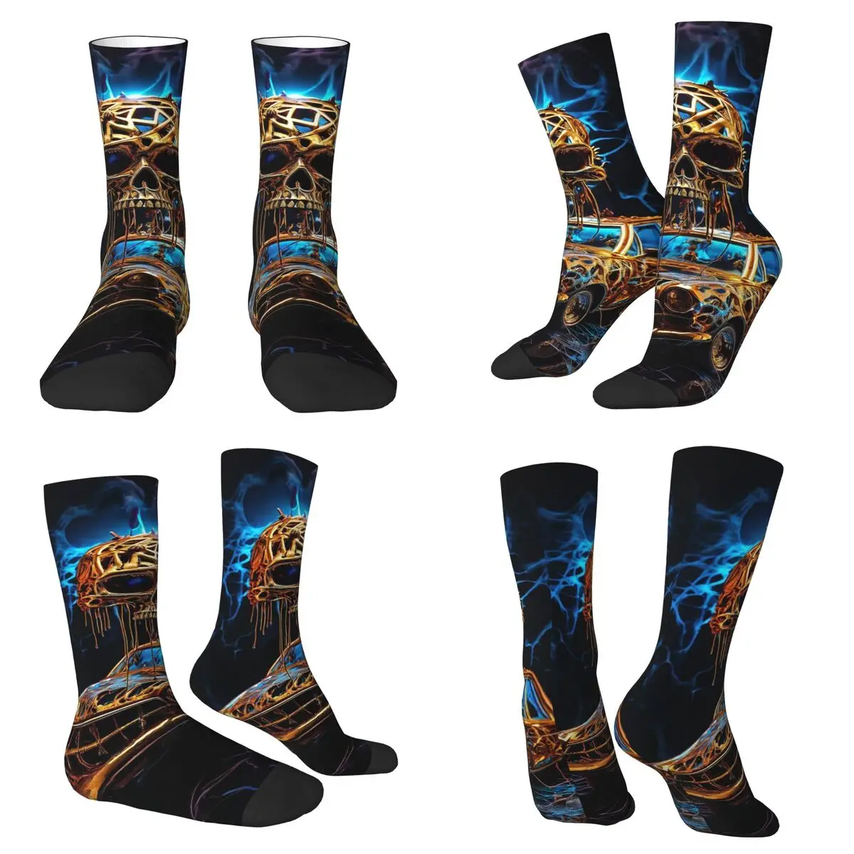 

Ностальгические автомобильные носки с металлическим черепом, чулки высокого качества в стиле Харадзюку, всесезонные длинные носки, аксессуары для унисекс, рождественские подарки