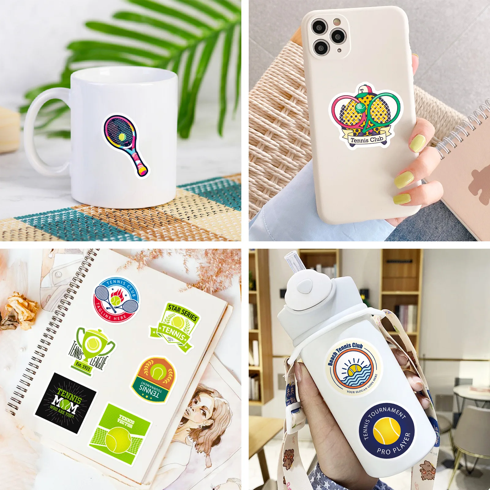 10/30/50PCS Tennis Racket Personalized Sticker Laptop Mobile Phone Guitar Luggage Refrigerator Waterproof Decoration Wholesale