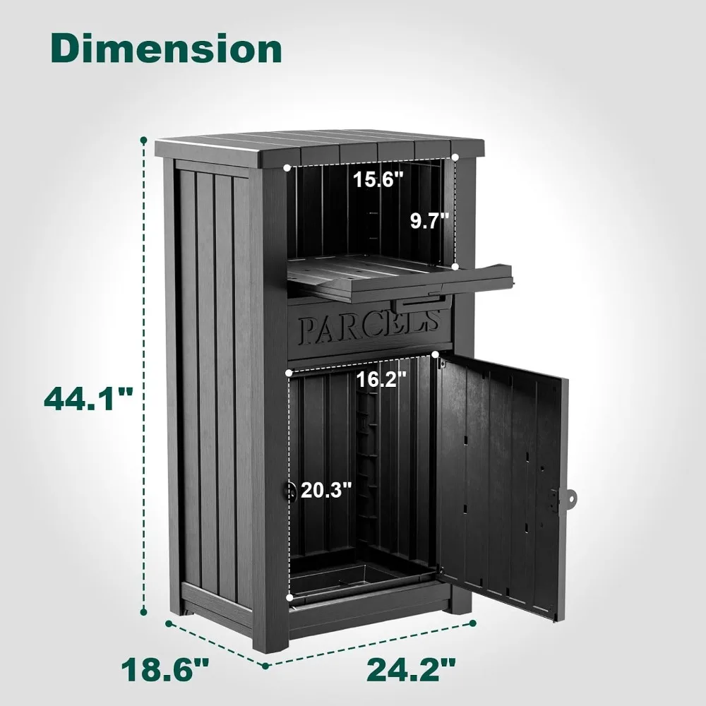 Large Lockable Parcel Drop Box for Outside, Waterproof Anti-Theft Delivery Box for Porch, Black
