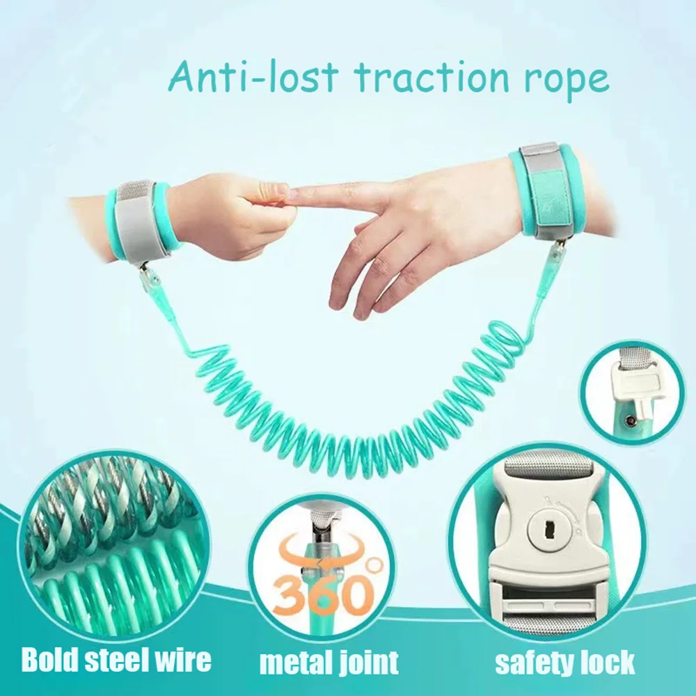 

2-метровый замок, ключ, детский ремень безопасности, поводок, анти-потерянный регулируемый ремень на запястье, тяговая веревка, браслет, ремень для маленьких детей для малышей