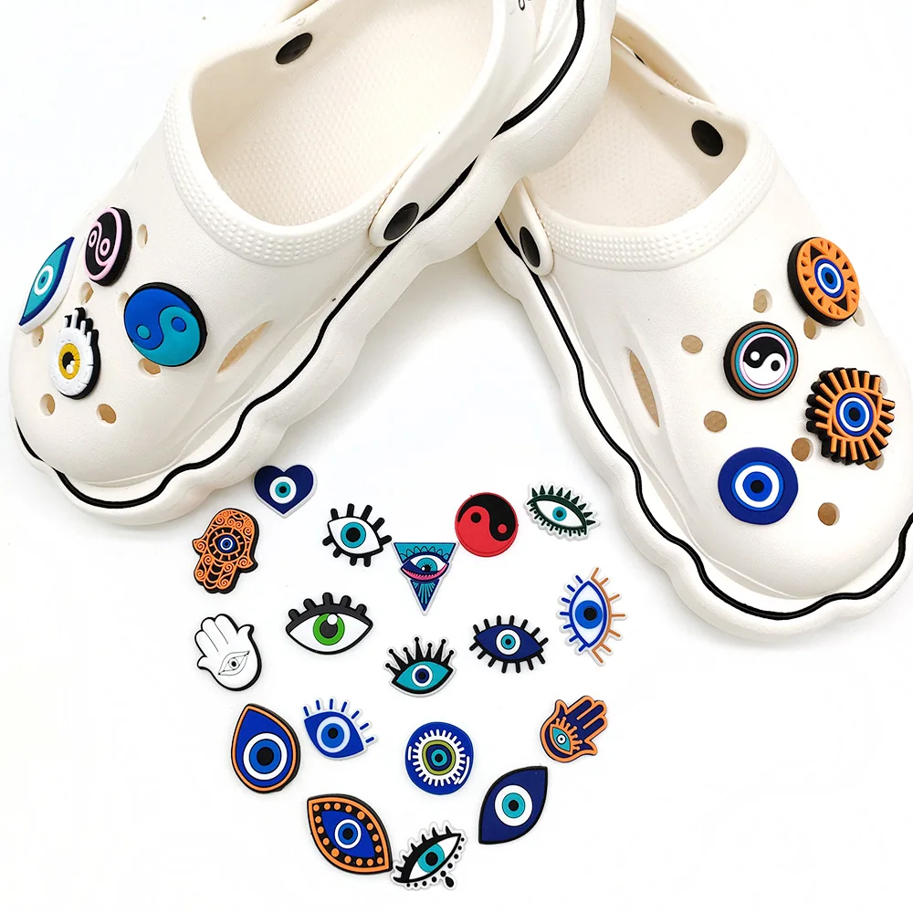 New 1-26pcs Shoe Charms PVC Tai Chi Clogs Shoes Decorate Fit Sandals Buckle Aceessories Girls Boys Gift