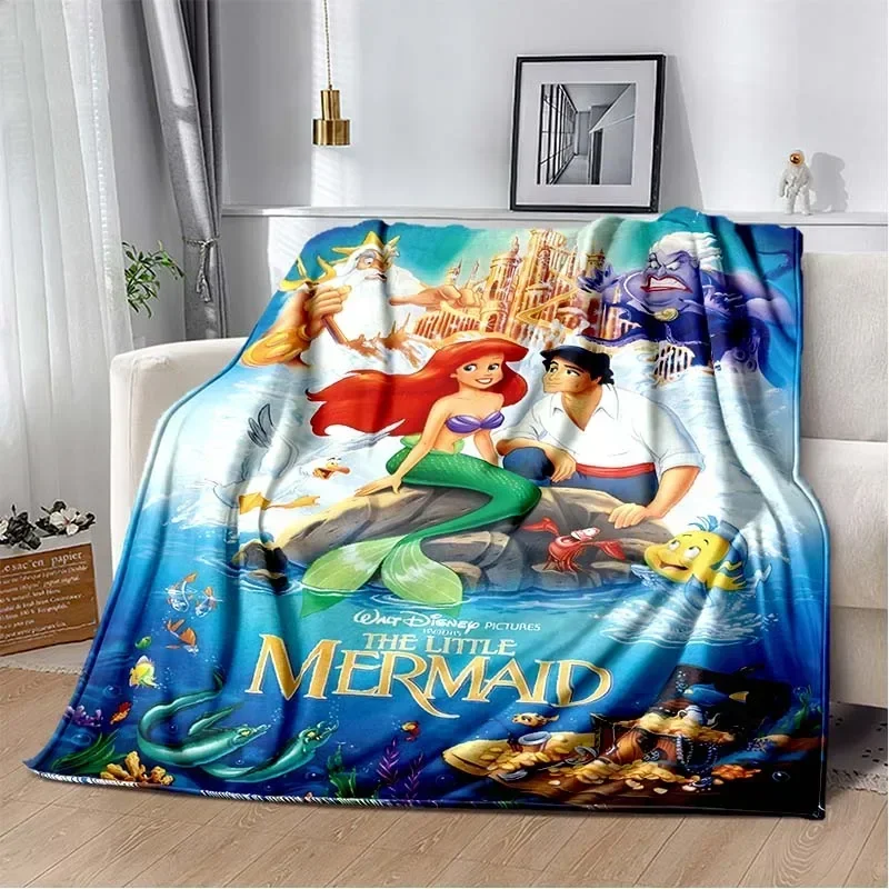 Little Mermaid Flannel Blanket Fluffy Fleece Throw Camping Blankets for Children Sofa Throw Thin Blanket  Fashion Gift