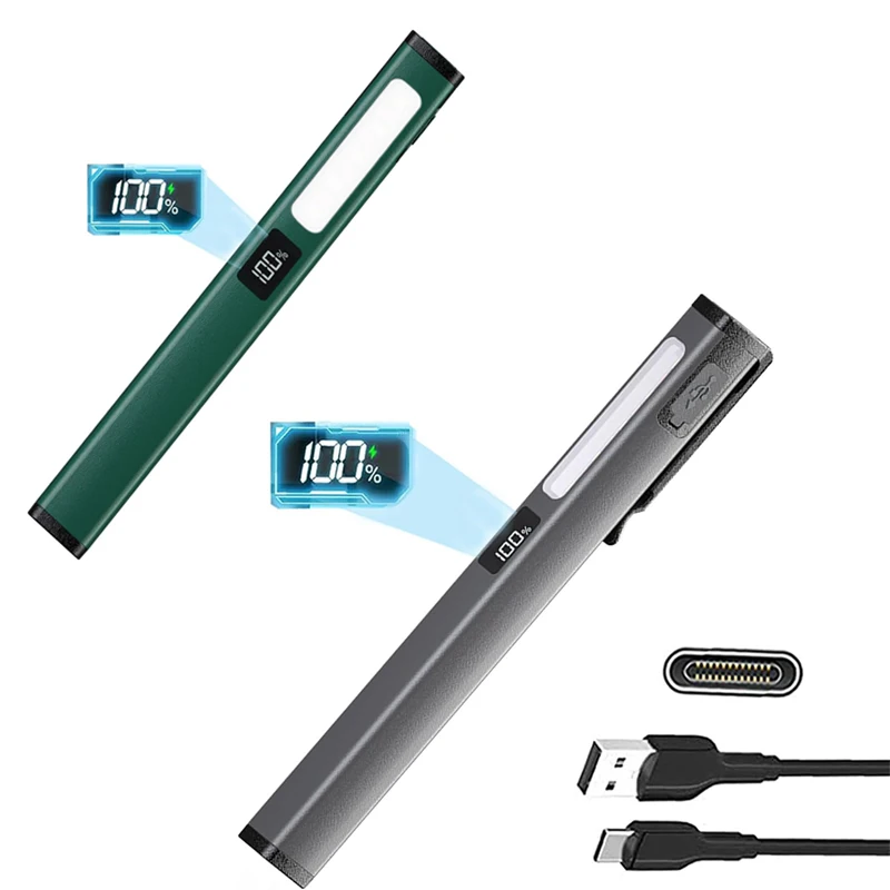 

Small Rechargeable Pen Flashlights with COB Work Light, Portable LED Pocket Flashlight Bright Flashlights for Home, Outdoor