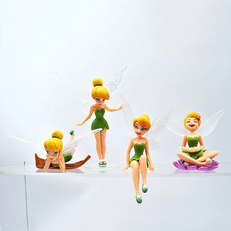 4Pcs/Set 4-9cm Disney Princess Tinker Bell Andersen’s Fairy Tales Cartoon PVC Action Figures Dolls Figurines Model Toys Gifts