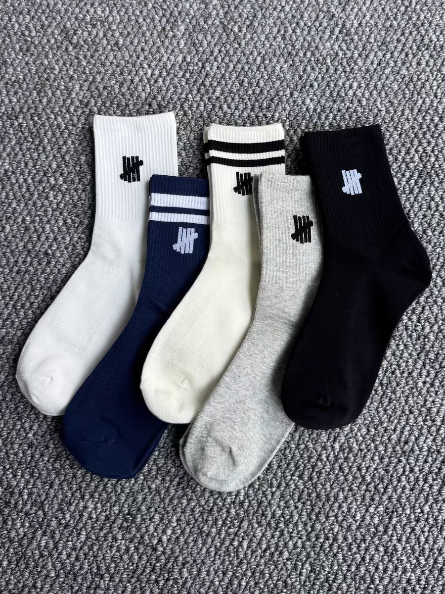 5ストライプ UND オールシーズン メンズ＆レディース ミッドカーフ 無地 多用途 コットン カレッジスタイル 通気性と吸汗性