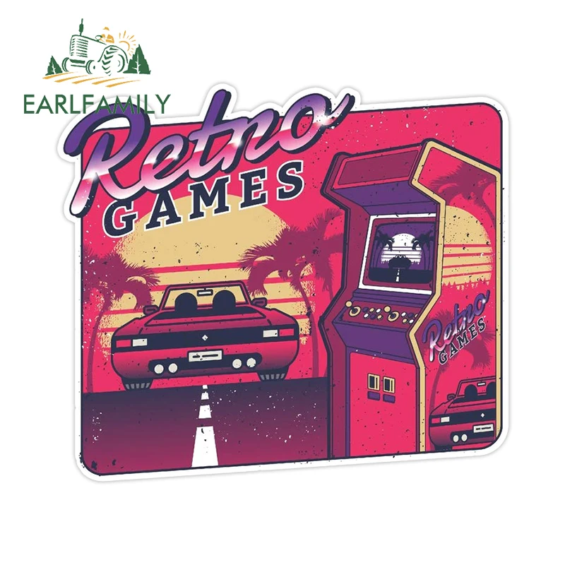 

EARLFAMILY 13cm x 11.5cm Cool Video Arcade Games Car Sticker Vinyl Auto Landscape Caravan Decal Windshield Games Console Decor