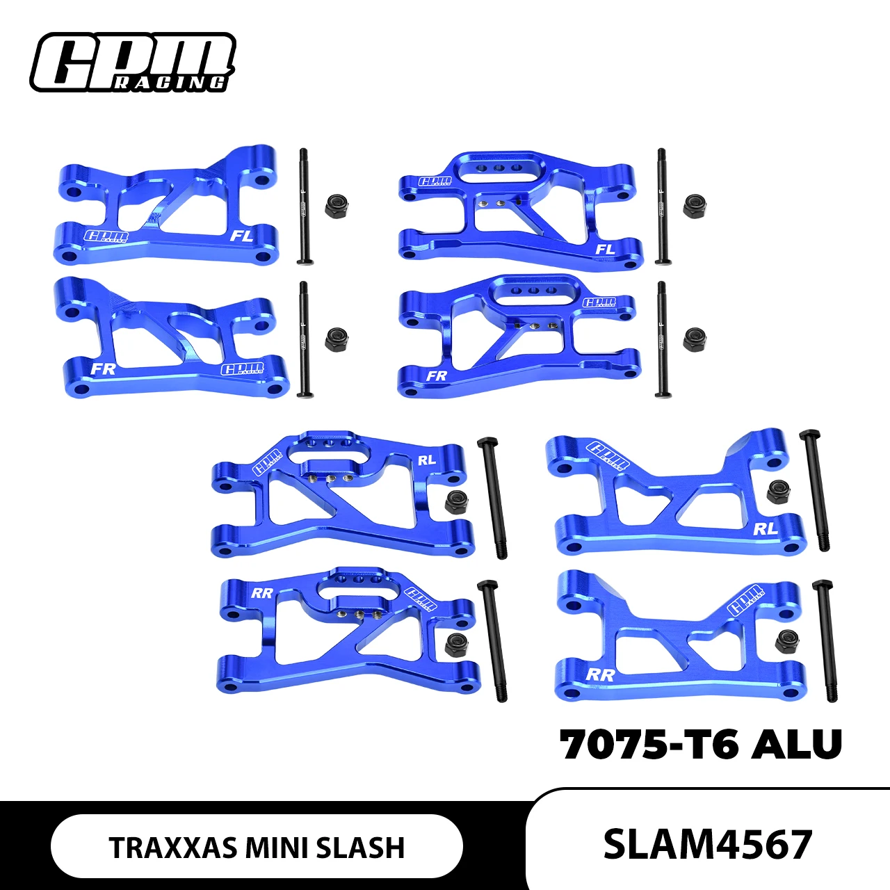GPM 7075-T6 أذرع تعليق أمامية + خلفية (علوية وسفلية) لـ TRAXXAS MINI SLASH 4X4-108164-1