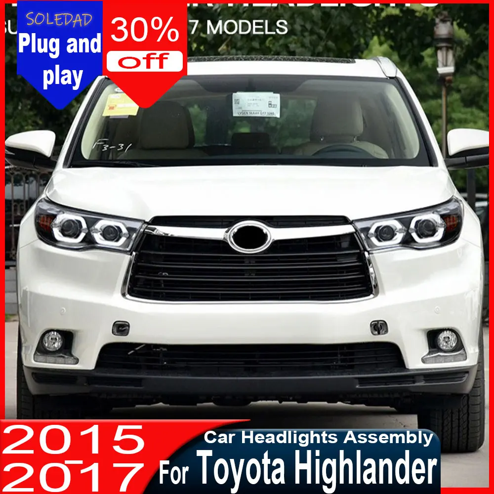 A pair Car Head Lamp for Toyota Highlander Headlight 2015-2017 Highlander Head Light DRL Turn Signal Low High Beam Projector