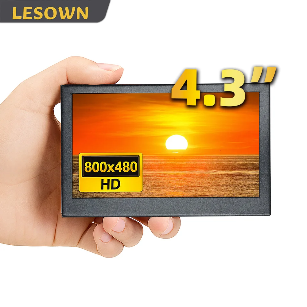 LESOWN 4.3 Inch IPS Mini Monitor 800x480 Non Touch HDTV Display for Raspberry Pi Mini PC with Optional Stand