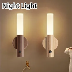 Smart Motion Sensor Night Light USB Rechargeable LED Wall Lamp Magnet Body Sensor Corridor Light Portable Stair Light