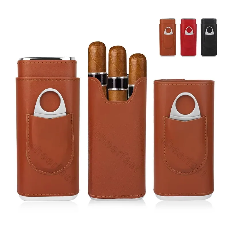 Cigar humidifier box, cigar box with cutter, travel humidifier and storage bag set