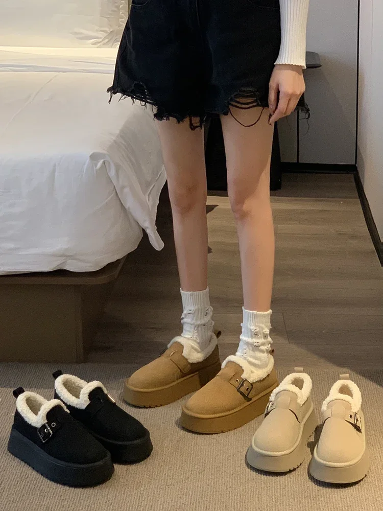 

Женские зимние ботинки 2023, зимняя новая стильная простая теплая хлопковая обувь на толстой подошве в стиле ретро, короткие сапоги