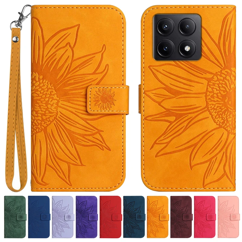 

Sun Flower Flip Cover Case on For Xiaomi 14T Pro 14 Ultra Mi14 T Mi14T Pro 14TPro 5G Coque Leather Case Pattern Phone Shell 2024
