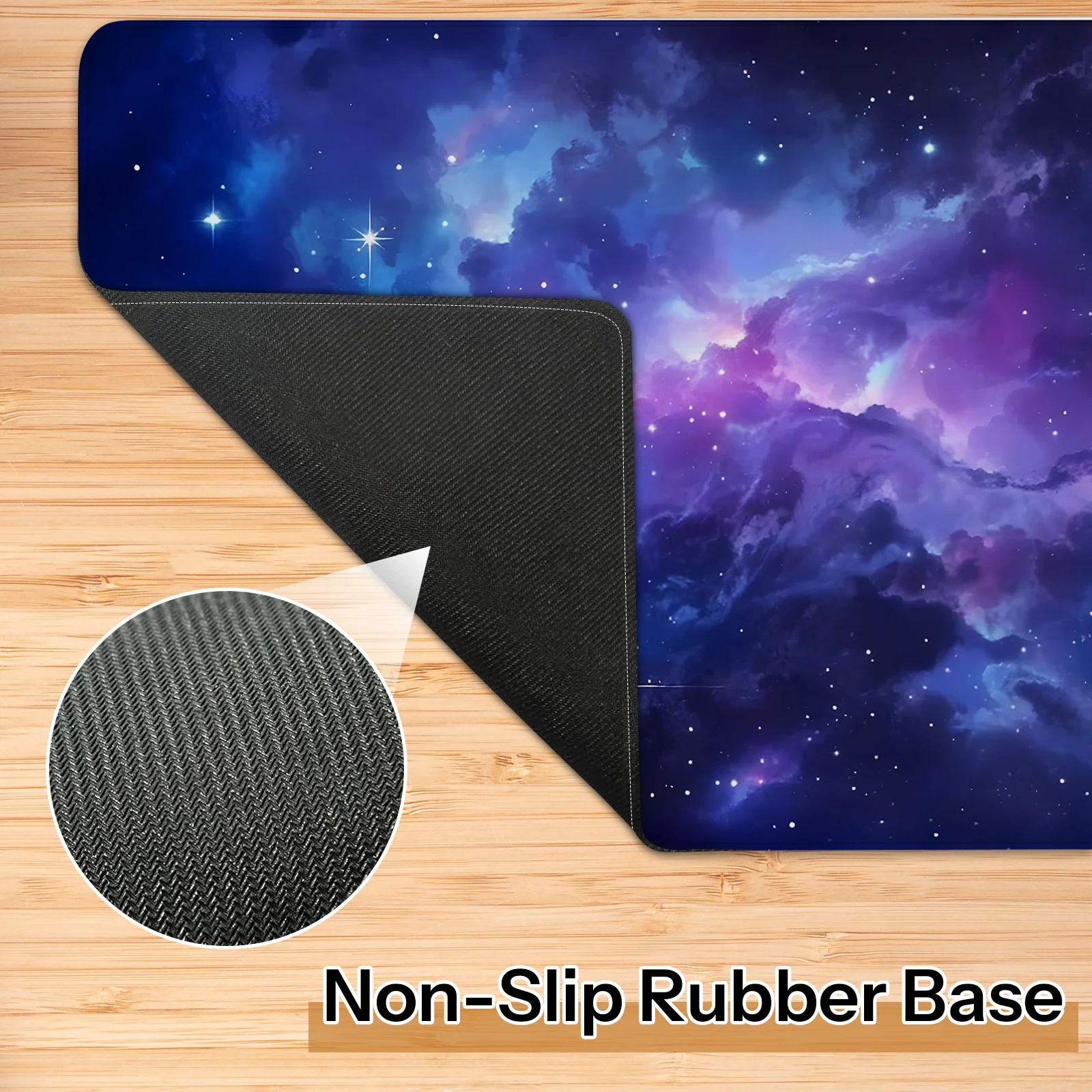 特大マウスパッド 夜空 星空柄 滑り止めゴム底 縫製エッジ付き オフィス、家の装飾に最適