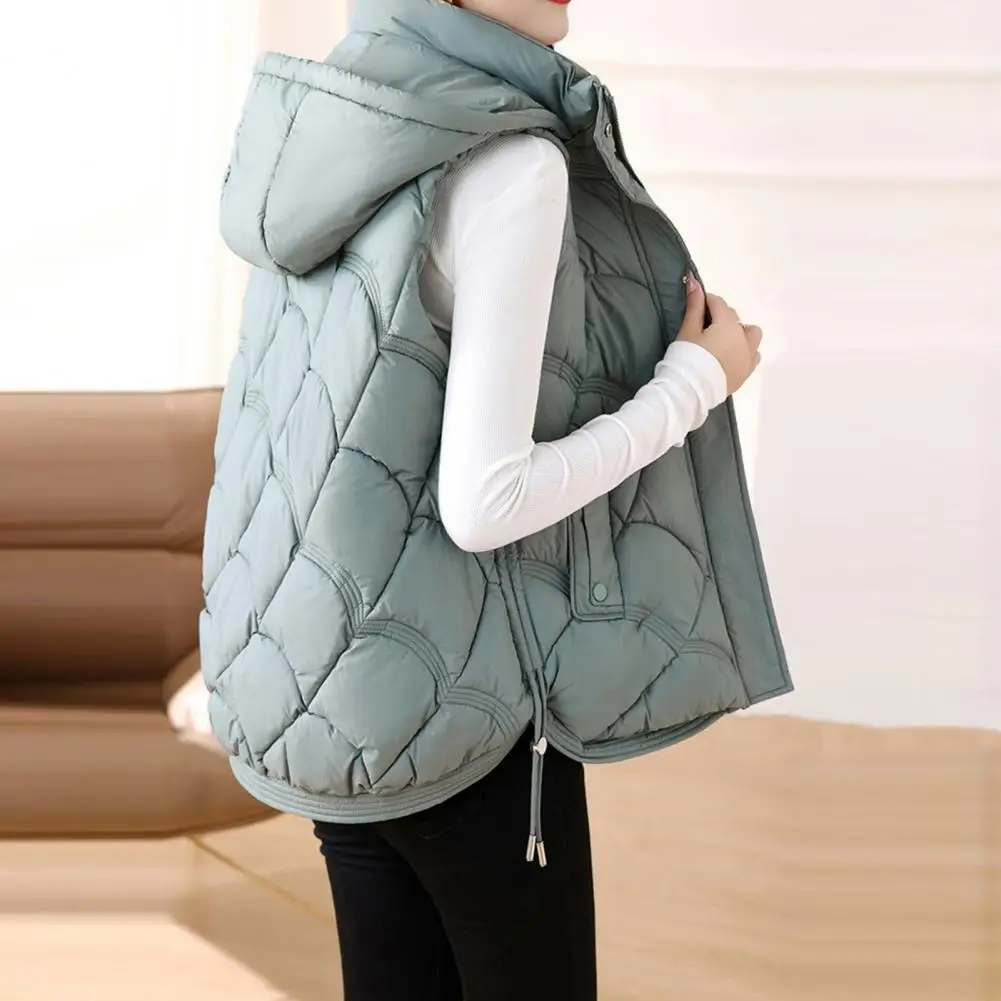 Cotton Waistcoat Stylish Women's Cotton Hooded Vest with Zipper Closure Sleeveless Waistcoat Outerwear for A Chic Look