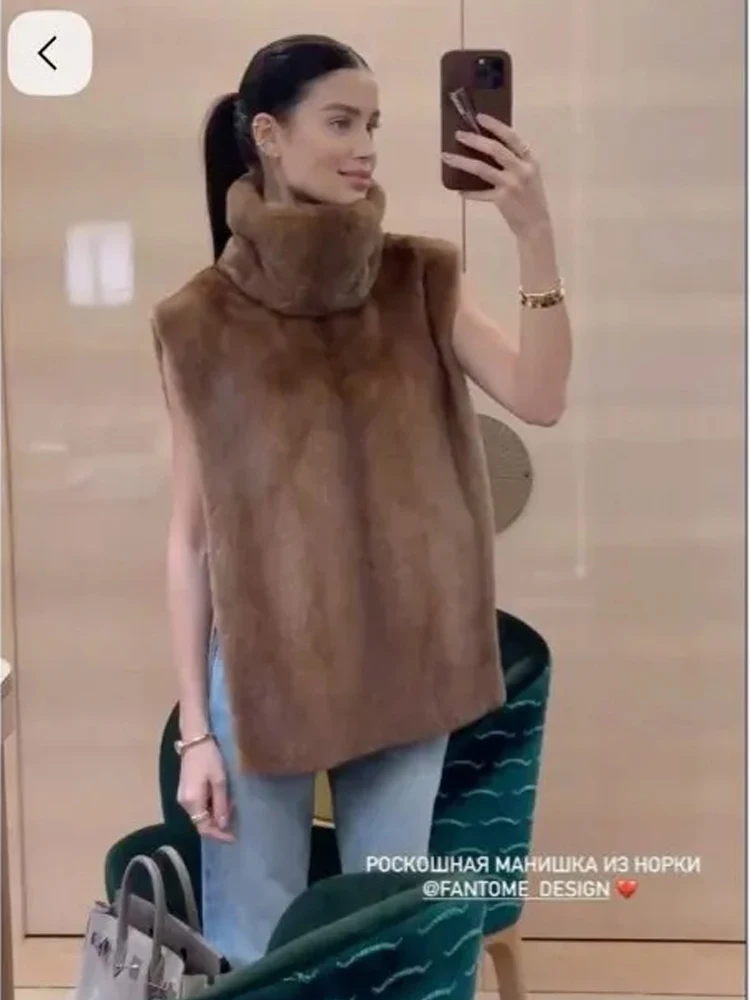 HDHOHR 2025 Hohe Qualität Echt Nerz Pelz Vast Voll Pelt Pelz Mäntel Mode Natürliche Nerz Pelz Jacken Winter Weibliche Pelz Warme Vast