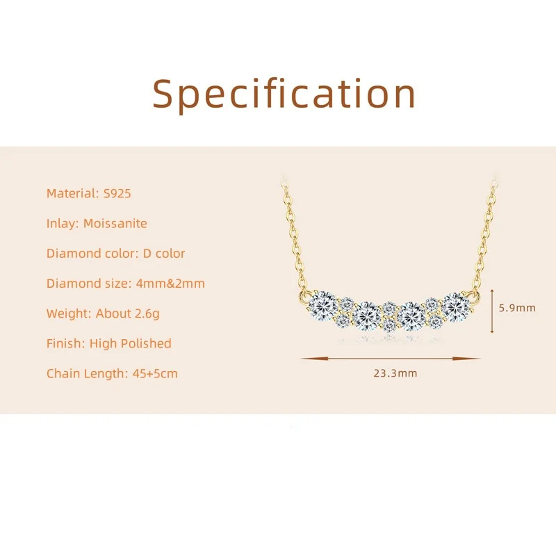 IOGOU 4mm&2mm Round Full D Moissanite Diamond Necklaces for Women 2025 Trendy 925 Sterling Silver Engagement Wedding Jewelry
