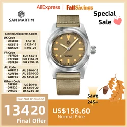 San Martin 38MM Automatic Mechanical Watch YN55A Self-Wind Wristwatches Diver Sapphire C3 Luminous 20Bar Waterproof SN0029C