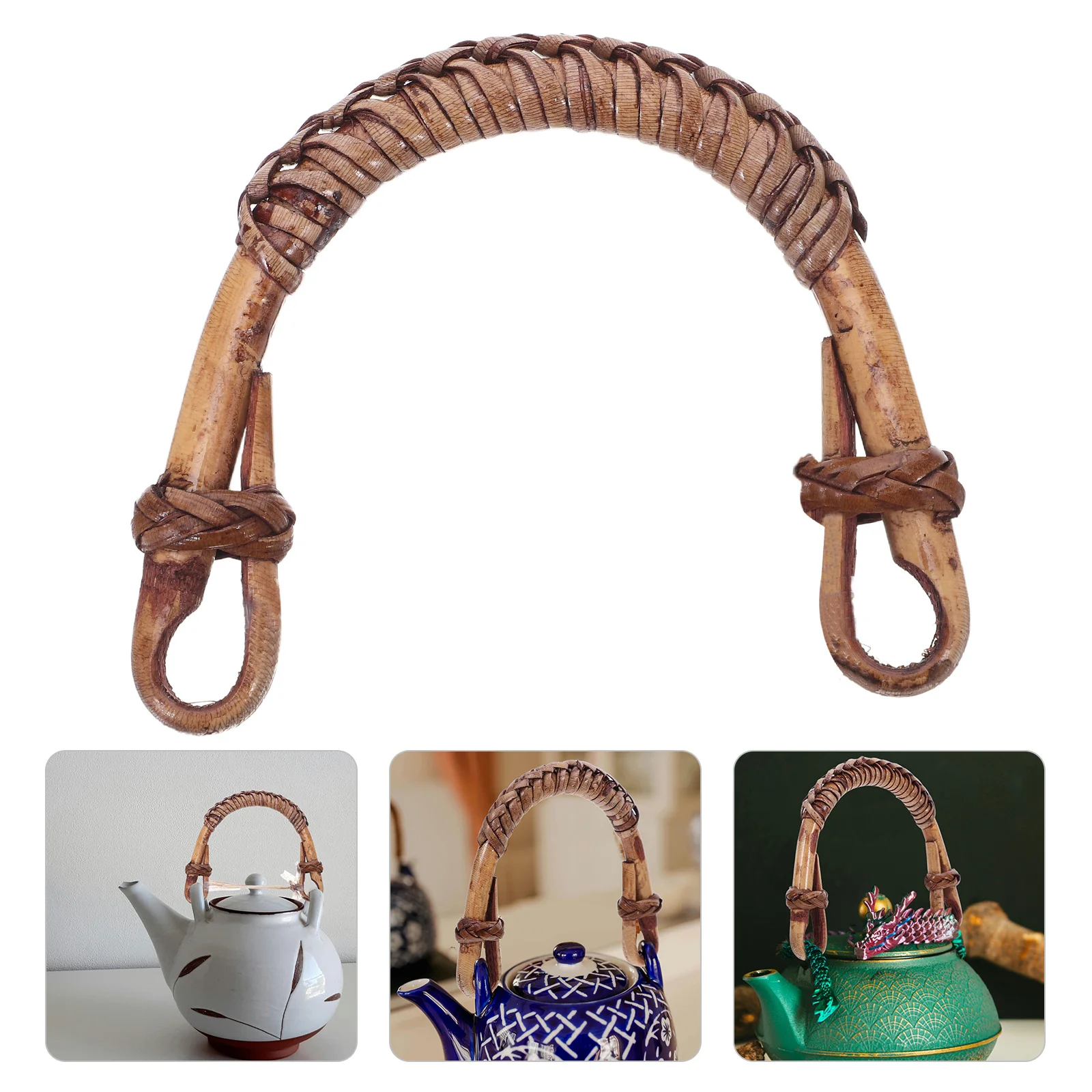 

Ergonomic Rattan Teapot Handle 6-8 Cm U-Shape for Kung Fu Ceramic Pots Nonslip Install Accessory