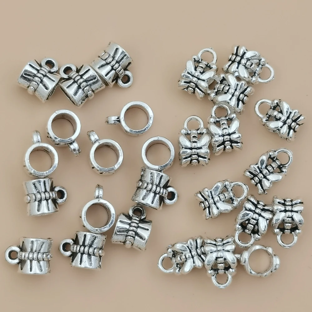 30Pcs Antique Alloy Pendant Clasp Bail Beads Loose Spacer Beads Connectors for DIY Necklace Bracelet Jewelry Making G-126