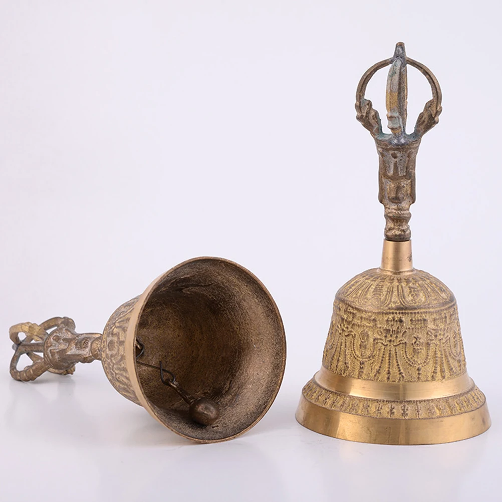 

1pc Retro Brass Bell Copper Feng Shui Ornament Rustproof Decorative Handbell for Home Office School Party Christmas