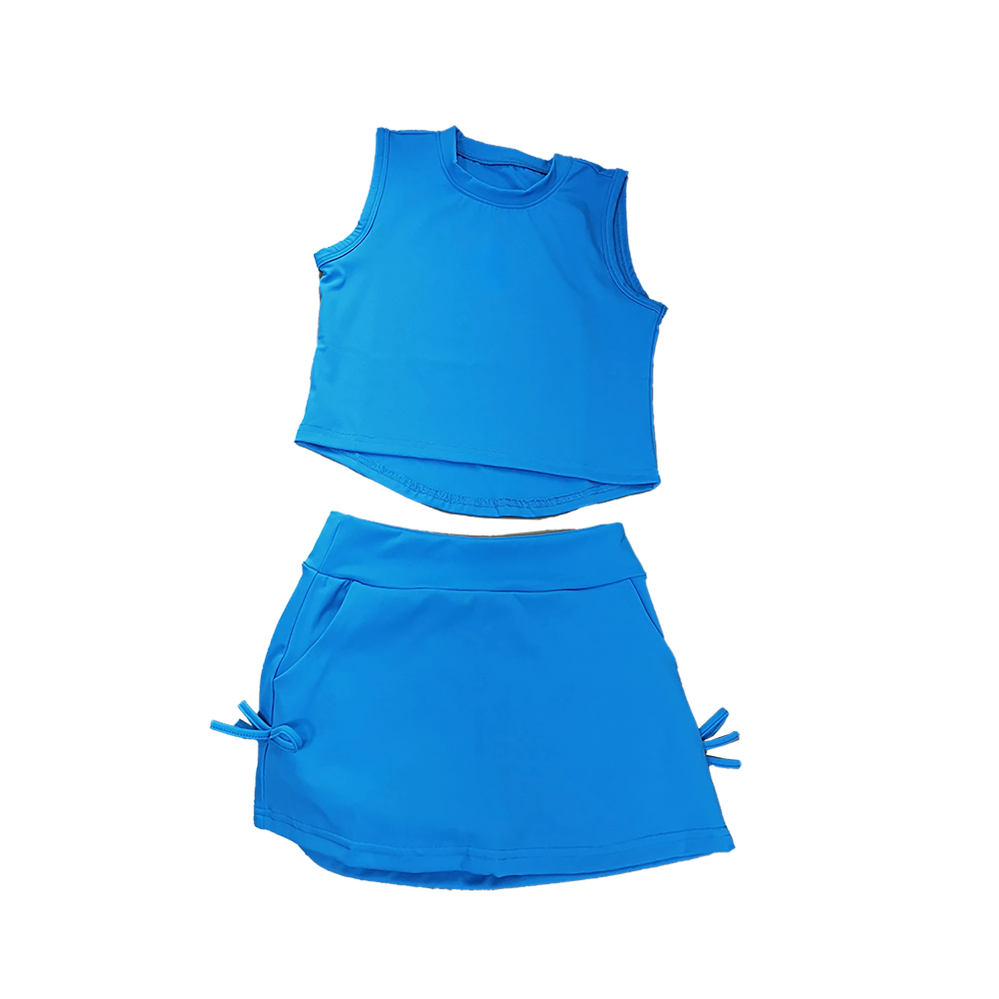 High Quality Girls Active Wear Summer Athletic Set Sleeveless Style  Color Kids Clothing Girls Sports Tennis Set