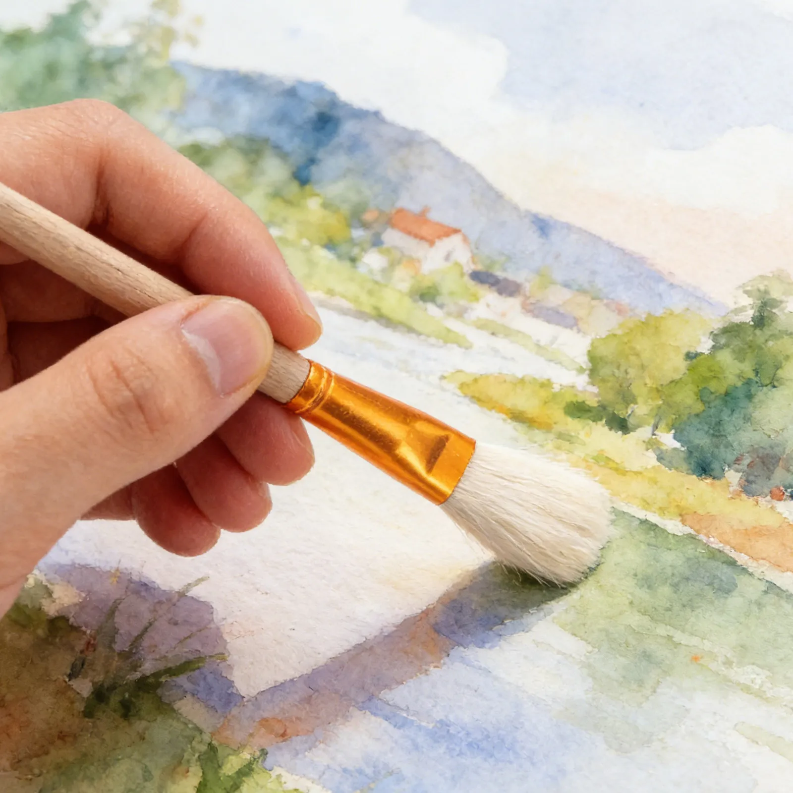Juego de 7 Pinceles de Lana para Pintura, Pinceles Multiusos para Acrílico, Acuarela y Óleo, Pinceles de Pelo de Cabra para Artistas