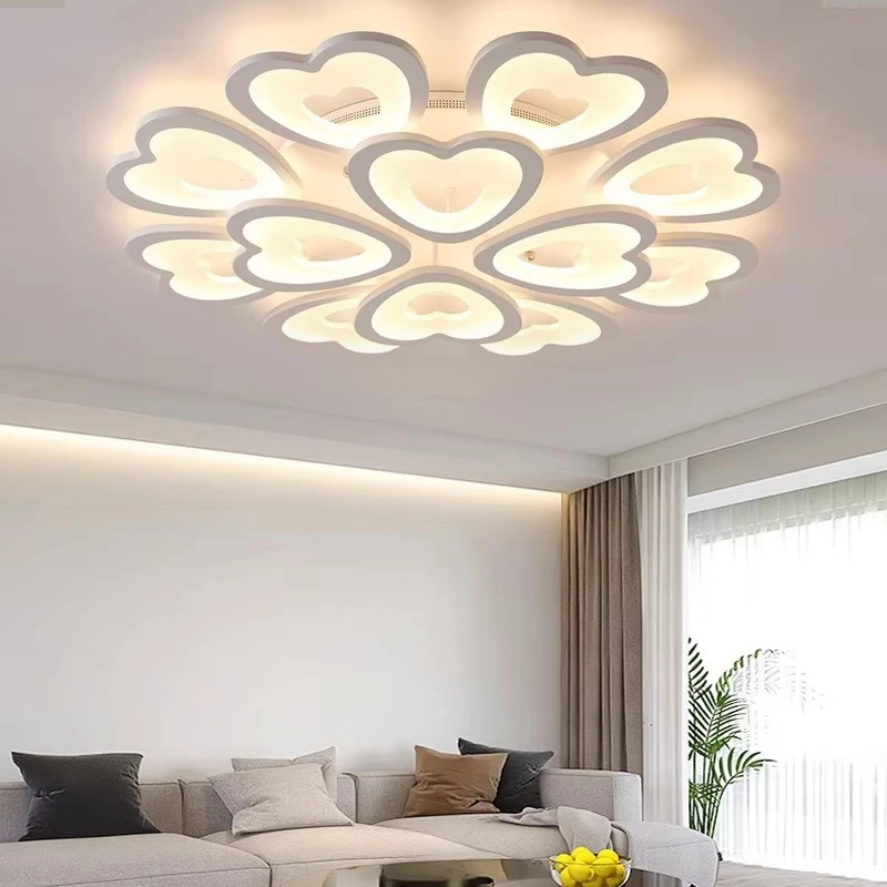 Heart-shaped semi-recessed LED ceiling light Modern acrylic ceiling light is suitable for living room, bedroom and dining room