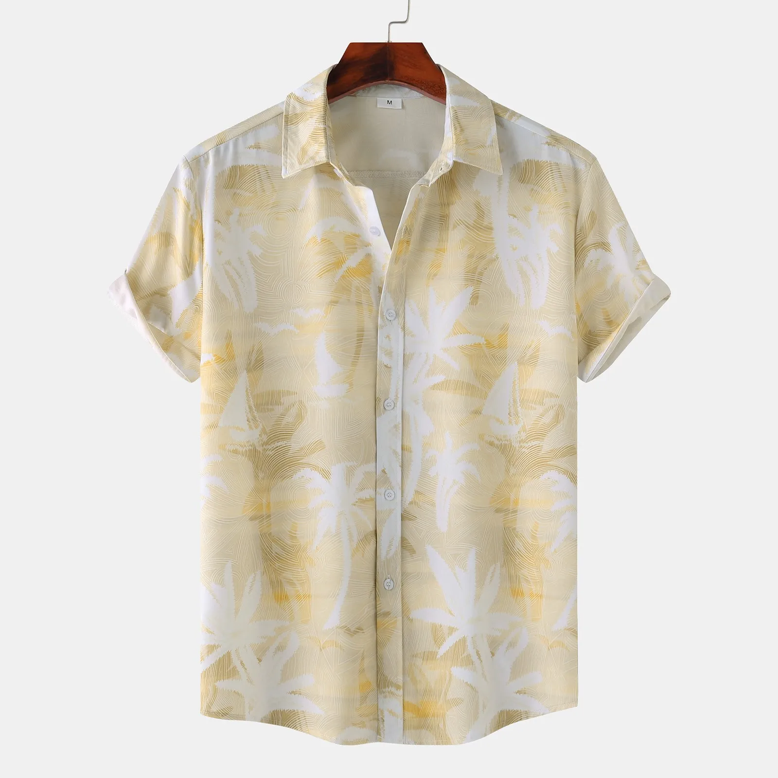 قمصان قطنية للرجال بأكمام قصيرة وأزرار سفلية، قمصان رجالية صيفية استوائية للشاطئ قابلة للتنفس وخفيفة الوزن وعالية الجودة