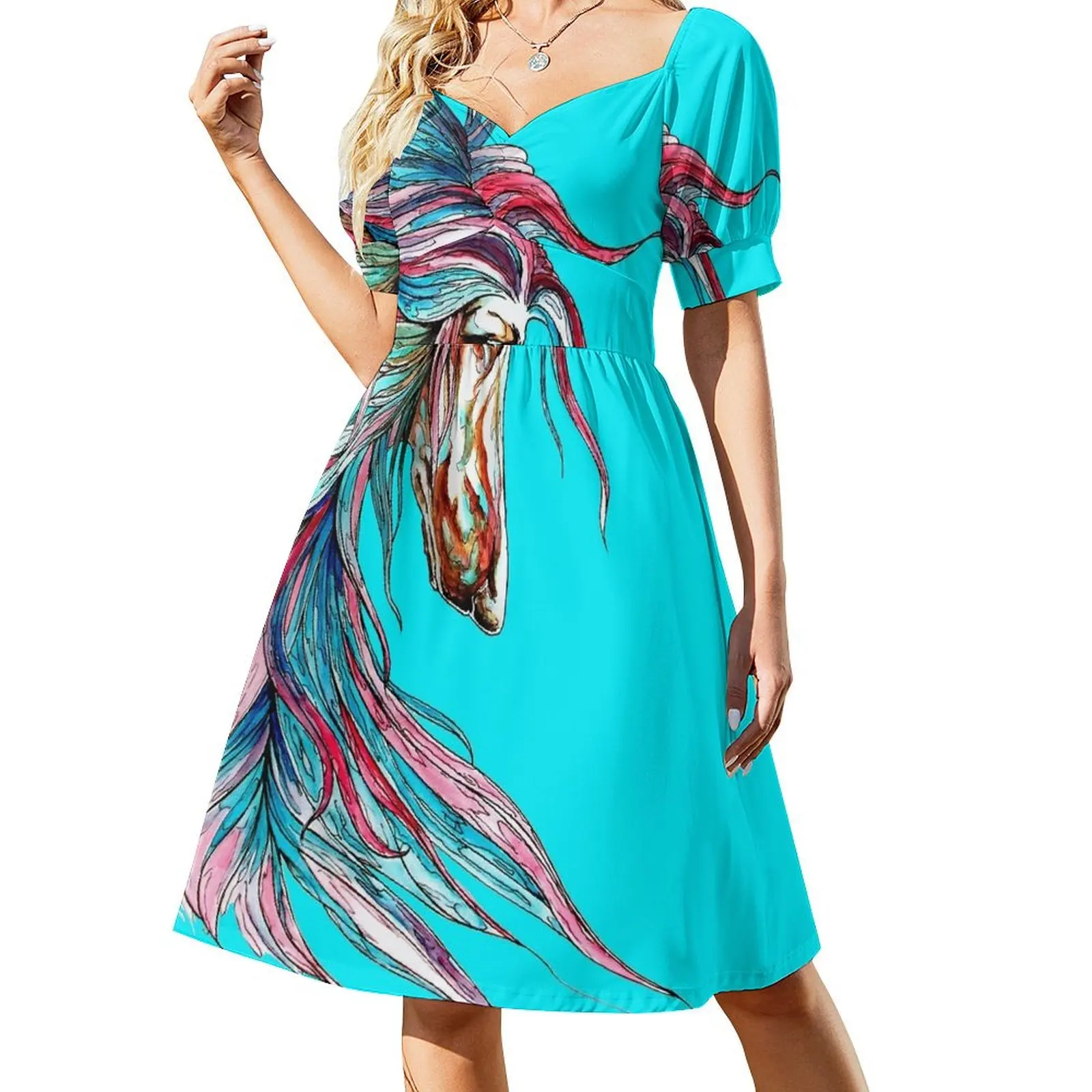 

Afghan Hound.Coat of many colours. Short Sleeved Dress dresses for woman fairy dress Dress