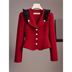 Spring Autumn 2025 Korean Department Wore Lazy Wind Fashion Sense Aging High Sense Of Niche Commuting Design Red Coat