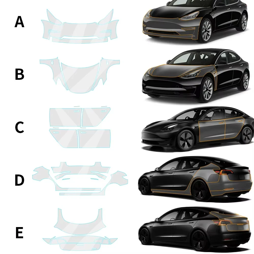 Película protectora de pintura de coche resistente a los arañazos, TPU, 9Mil, para Tesla Model 3 2020-2024, Kit PPF por corte, sujetador transparente para carrocería de coche