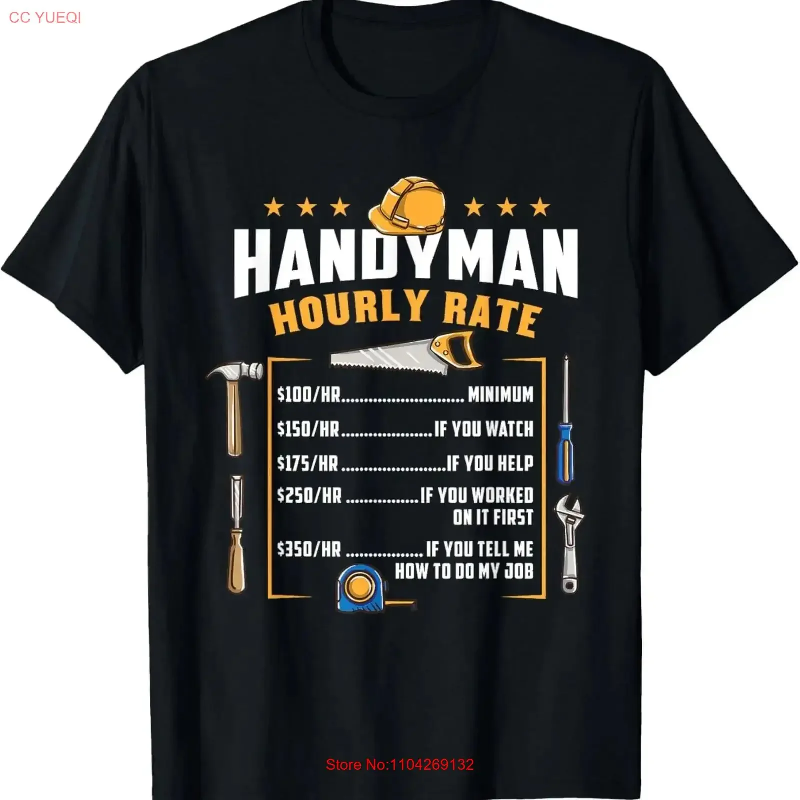Handyman Hourly Rate Funny Dad T Shirt vintage Washed Casual Slightly Versatile Stylish Unisex designer clothes graphic fashion