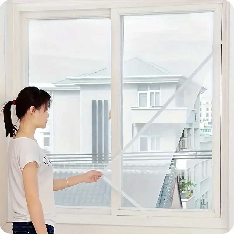 Easy-Install Self-Adhesive Mosquito Screen Kit - Cut-to-Fit, Includes Replacement Corners for Bedroom & Home Decor.