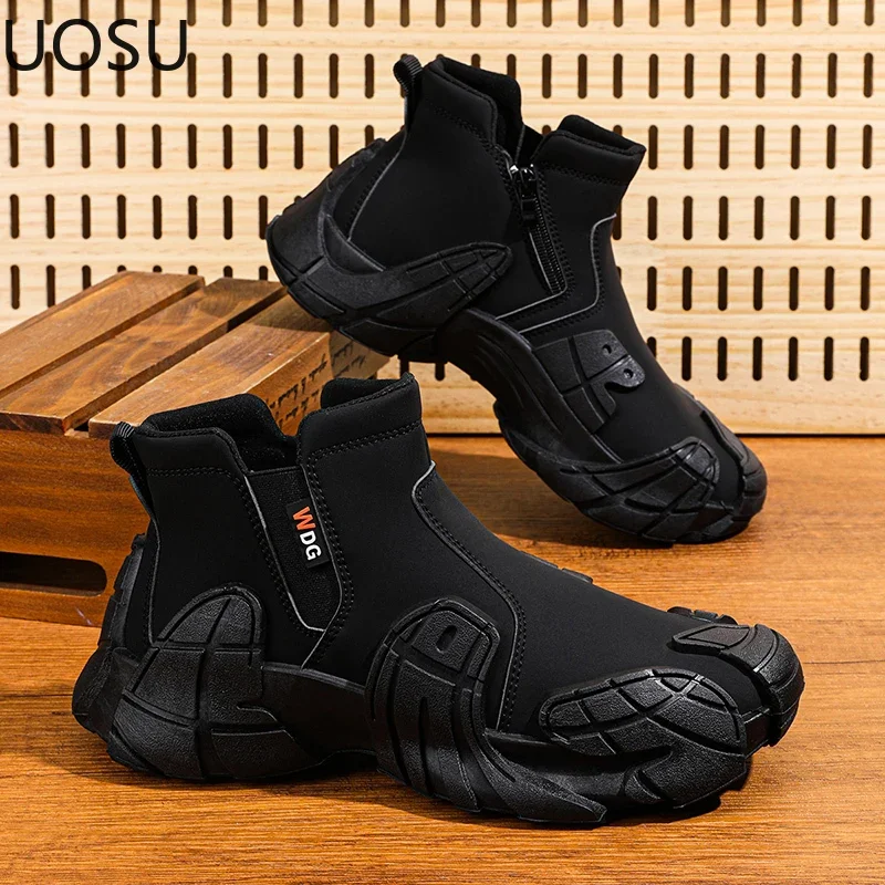 Zapatillas de deporte informales para exteriores, zapatillas antideslizantes para hombre, zapatos deportivos de estilo británico para hombre, personalidad de alta elasticidad, novedad en las cuatro estaciones