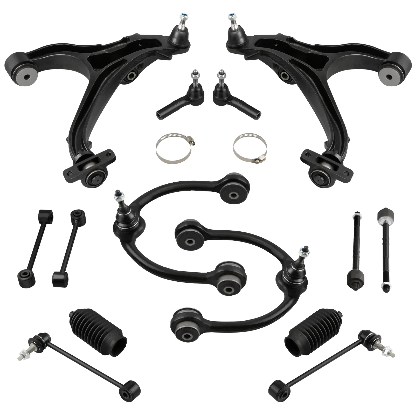 14pcs Front Control Arms Sway Bar Tie Rods Kit For Jeep Commander Grand Cherokee 2005-2010