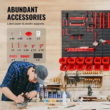 Accesorios de tablero perforado para bricolaje, organización de cocina, estante colgante sin taladro, ganchos de almacenamiento, organizador de pared, manualidades para garaje y habitación. 10 best sales Organizador de garaje - №10