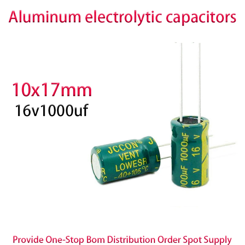 

16v1000uf size 10x17mm Direct insertion High frequency low resistance aluminum electrolytic capacitor 100PCS