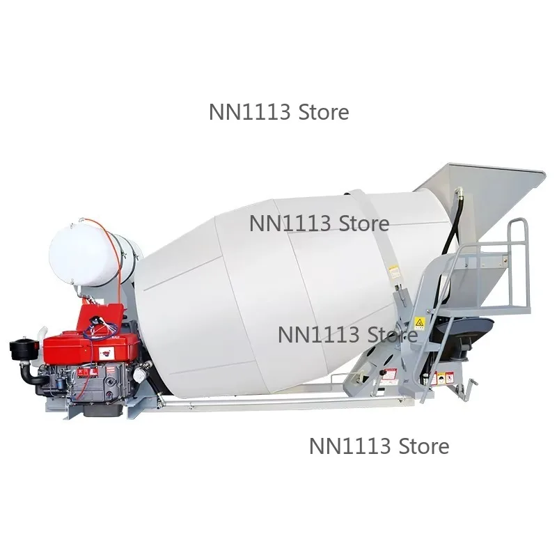 Self Loading Flatbed Full Concrete Mixing Truck Trailer With Rotating Dryer Sand Wet Cement Transport Tank Bulk Cement Mixer