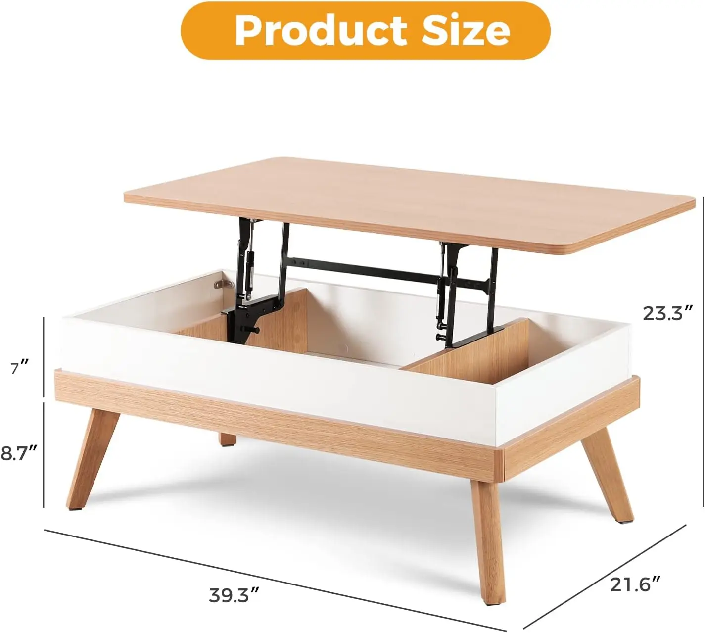 Top Coffee Center Table com compartimento de armazenamento escondido, mesa de jantar fácil de montagem para recepção da sala de estar, escritório em casa