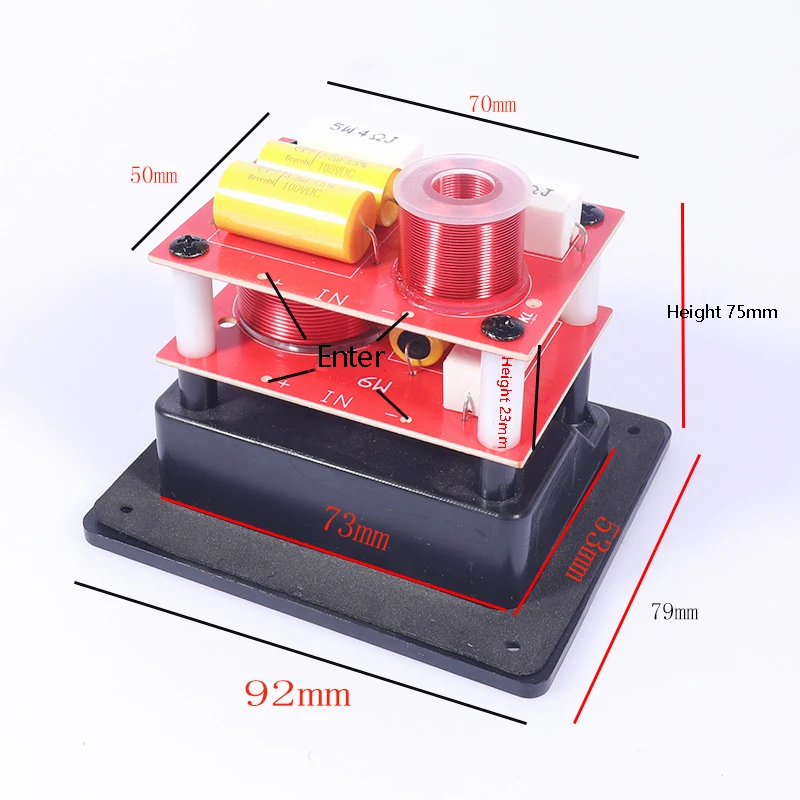 

High-Low Audio Speaker Frequency Divider Hifi 120W 2 Way 2 Unit Stereo Crossover Filters With Junction Box 2Pcs