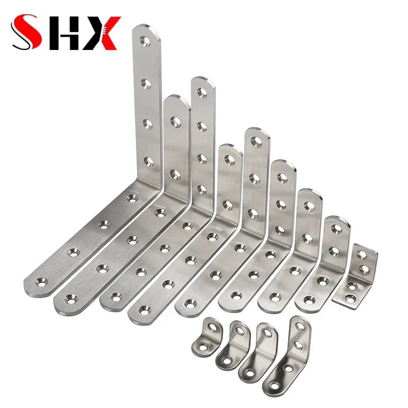 4 PCS L Stainless Steel Corner Code 90 Degree Right Angle Holder Triangle Shelf Support Furniture Connection Piece Accessories