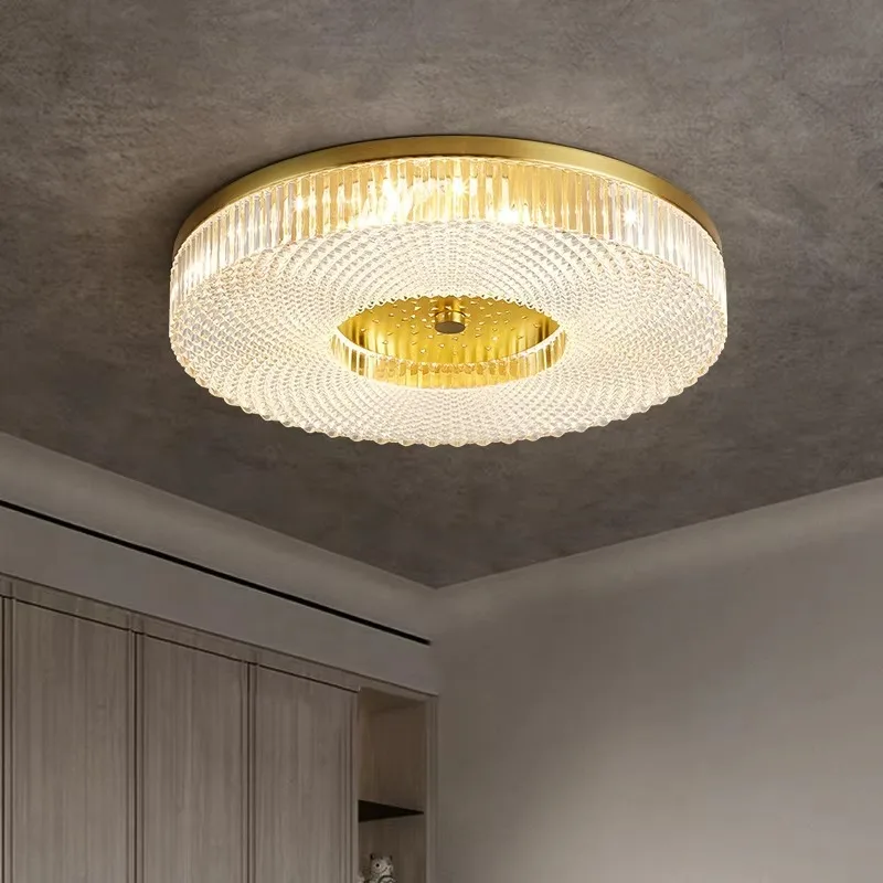 High Quality LED Flush Mount Ceiling Lamps With Industrial Modern Design Brass Finish Acrylic Lamp Shade For Bedroom Living Room
