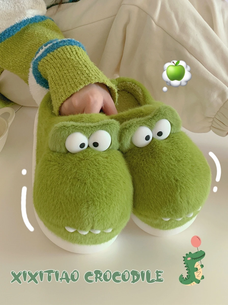 chinelos-pos-parto-interior-antiderrapante-soft-bot-warm-plu-crocodilo-desenho-animado-chinelos-de-algodao-pai-filho-confortaveis-para-casa